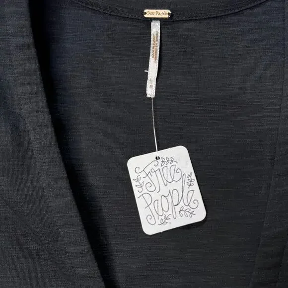 Free People Ellery Puff Sleeve Blouse NWT Black M - Picture 9 of 12